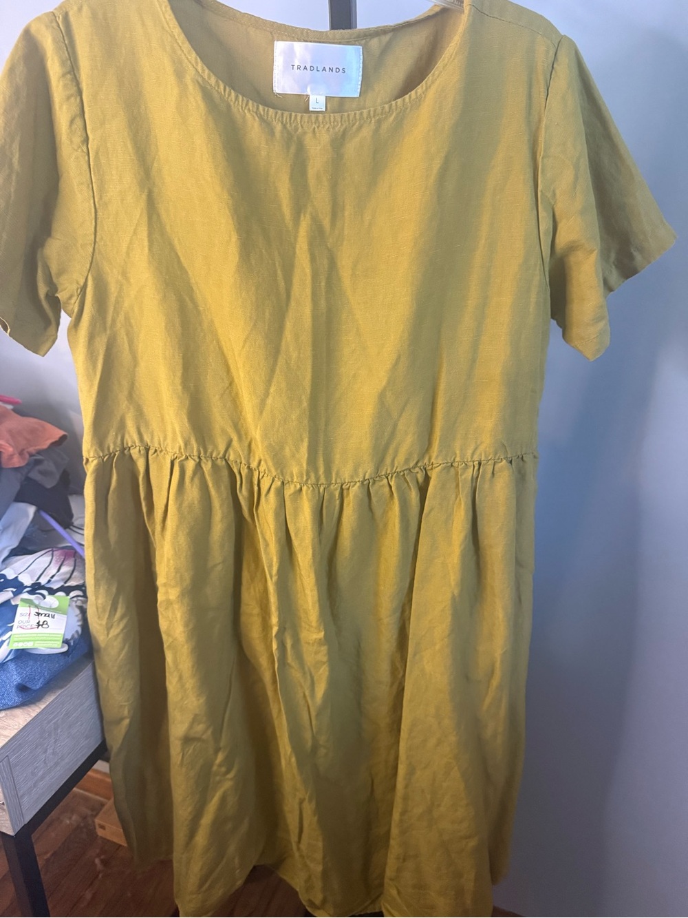 Tradlands Mustard Short Sleeve Smock Dress